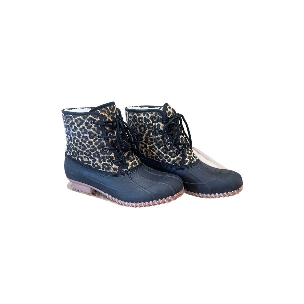 Womens Leapord Print Duck Boots with Fur lining